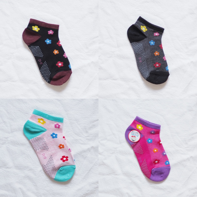 [Kaimei Cotton] 8 pairs set of MIT made in Taiwan, 40-count combed cotton anti-slip children's socks, small flower style, , large
