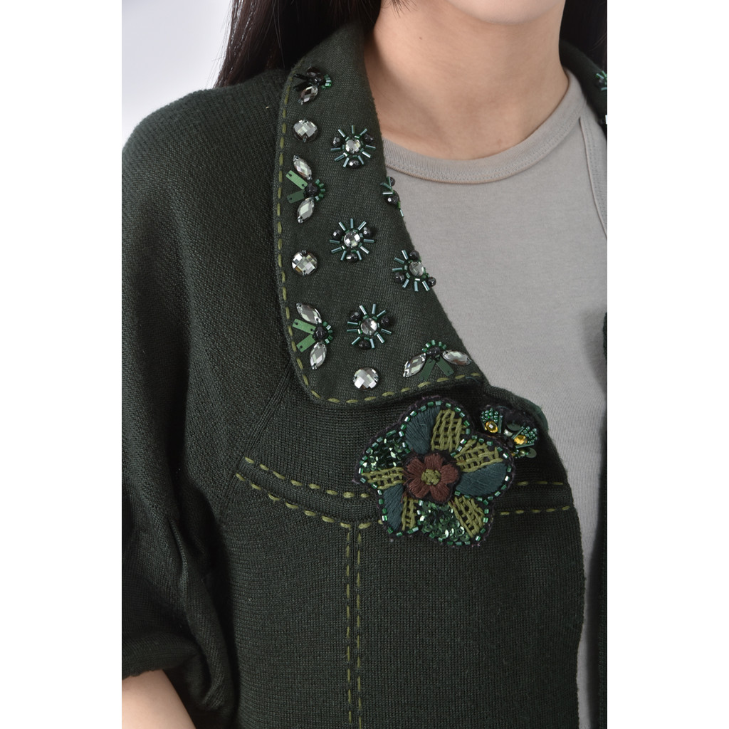 (L) i vicki羊毛素面綠色外套二手衣, , large