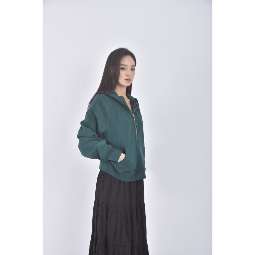 (S) lululemon質感棉質連帽綠色外套二手衣, , large