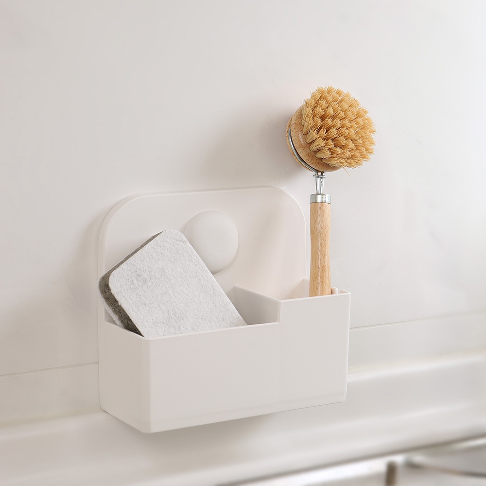 【收納精靈】RT-A8012 清潔工具架 置物架 收納盒 內附無痕膠片-白色, , large