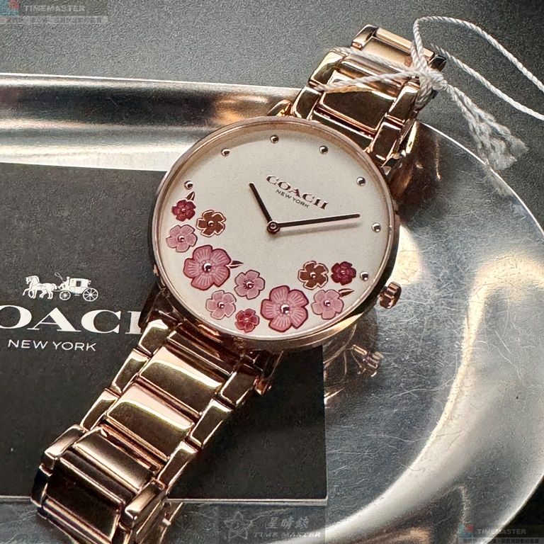 [星晴錶業]COACH手錶,36mm,CH00202白色錶面玫瑰金錶殼玫瑰金色精鋼錶帶款, , large