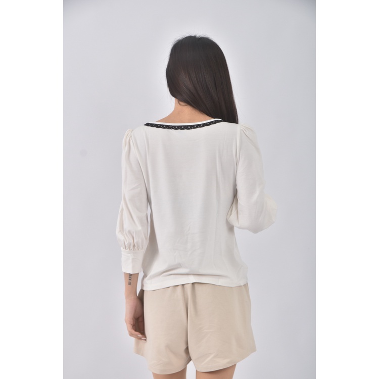 (S) barbie質感圓領白色長袖上衣二手衣, , large