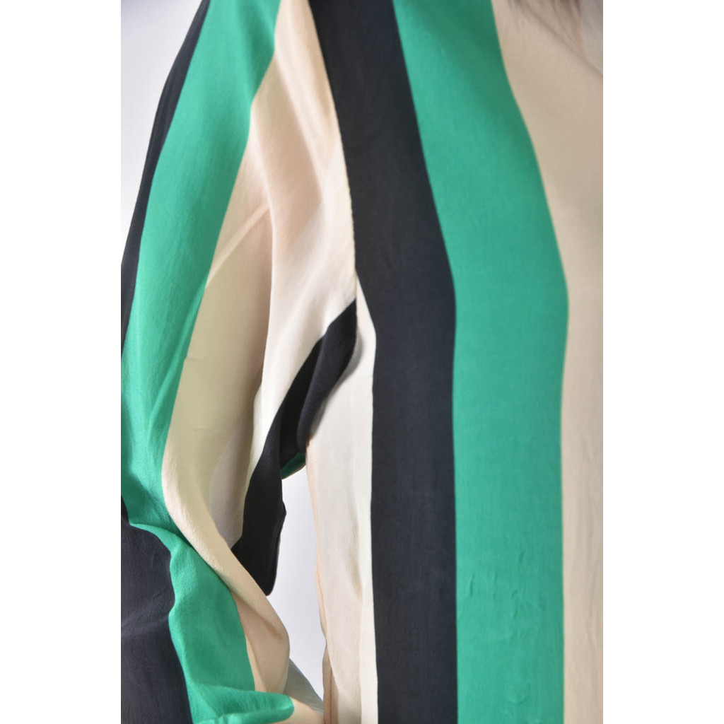 (S) 條紋綠色長袖上衣二手衣, , large