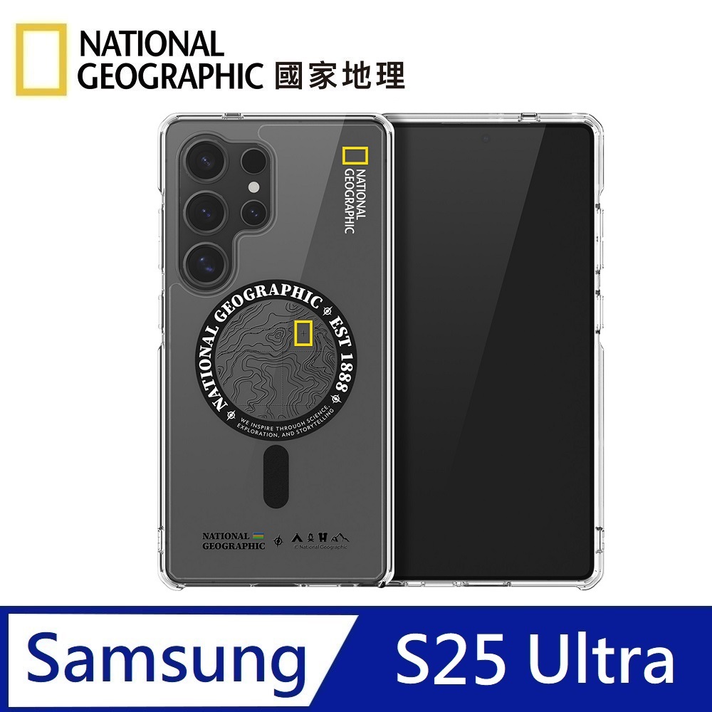 National Geographic 國家地理 Rugged 磁吸防摔保護殼 Magsafe磁吸 適用 Galaxy S25 Ultra - 地形黑, , large