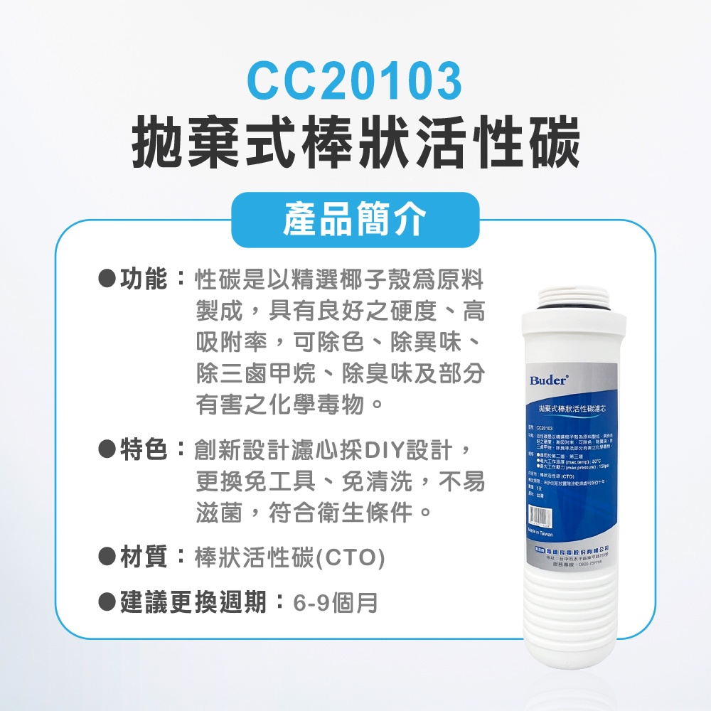 【麗水生活】BUDER-CA10417-CC20103-CA20518 拋棄式濾心 原廠公司貨 過濾器濾芯 三入組, , large