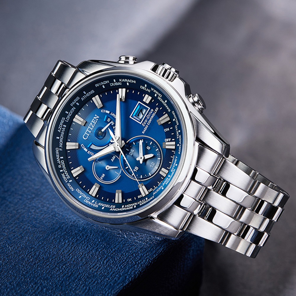 CITIZEN 星辰 亞洲限定款 光動能萬年曆電波手錶 AT9120-89L, , large