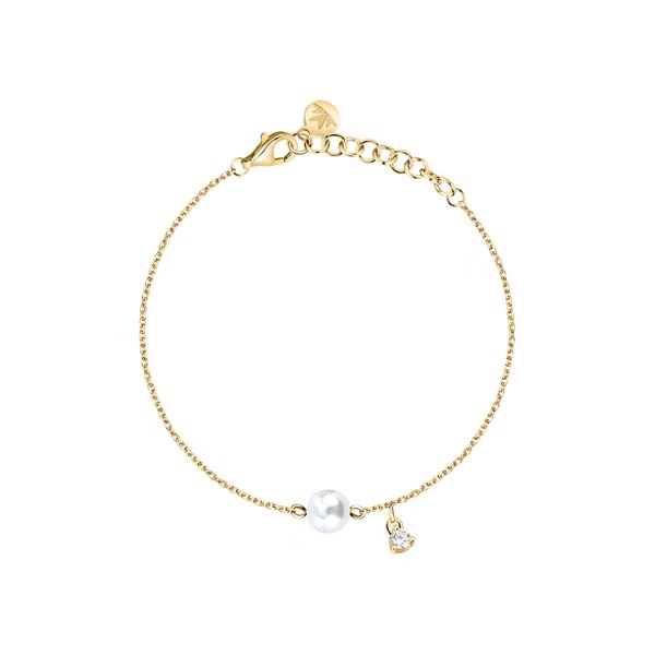 【MORELLATO】Perle Contemporary 925純銀珍珠美學手鍊-金色 SAWM06