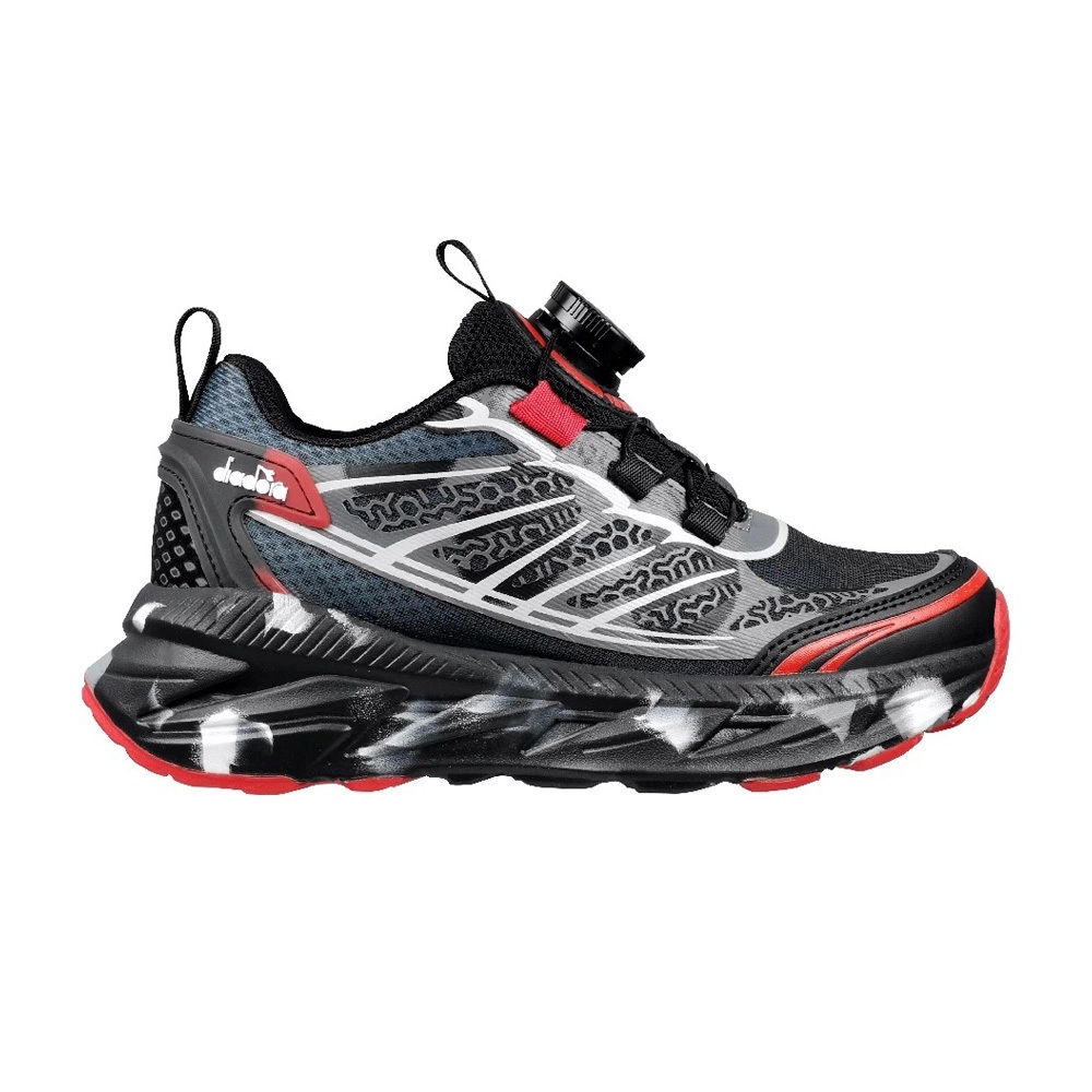 DIADORA迪亞多那 兒童輕量慢跑鞋 童運動鞋 童鞋 旋鈕式鞋帶 透氣 保護後跟 吸震 減壓 抗菌 除臭 黑紅 藍紫, , large