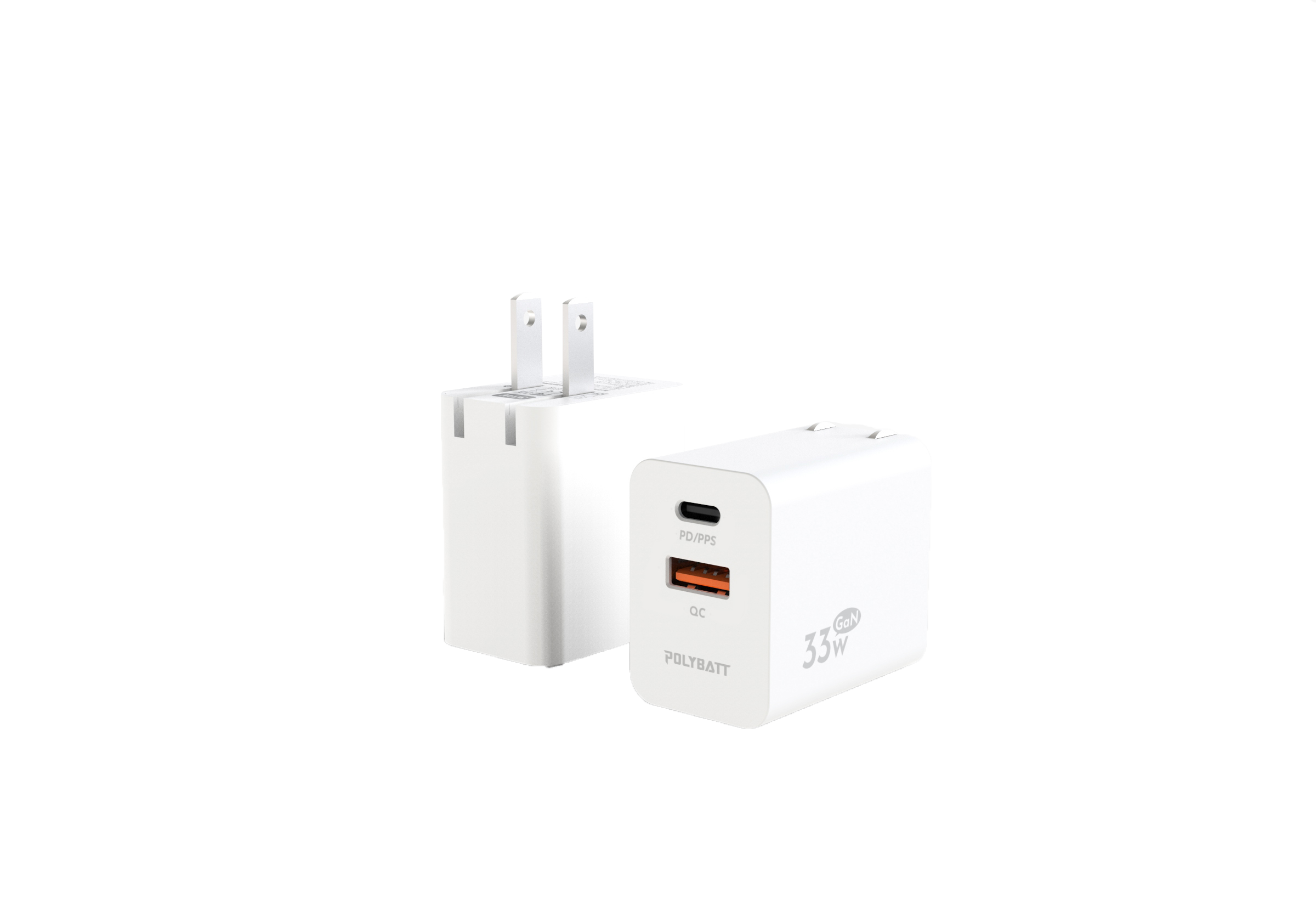 [亞瑟3C] PolyBatt 台灣 GAN02-33W 氮化鎵快速充電器-白色 (盒損福利品), , large