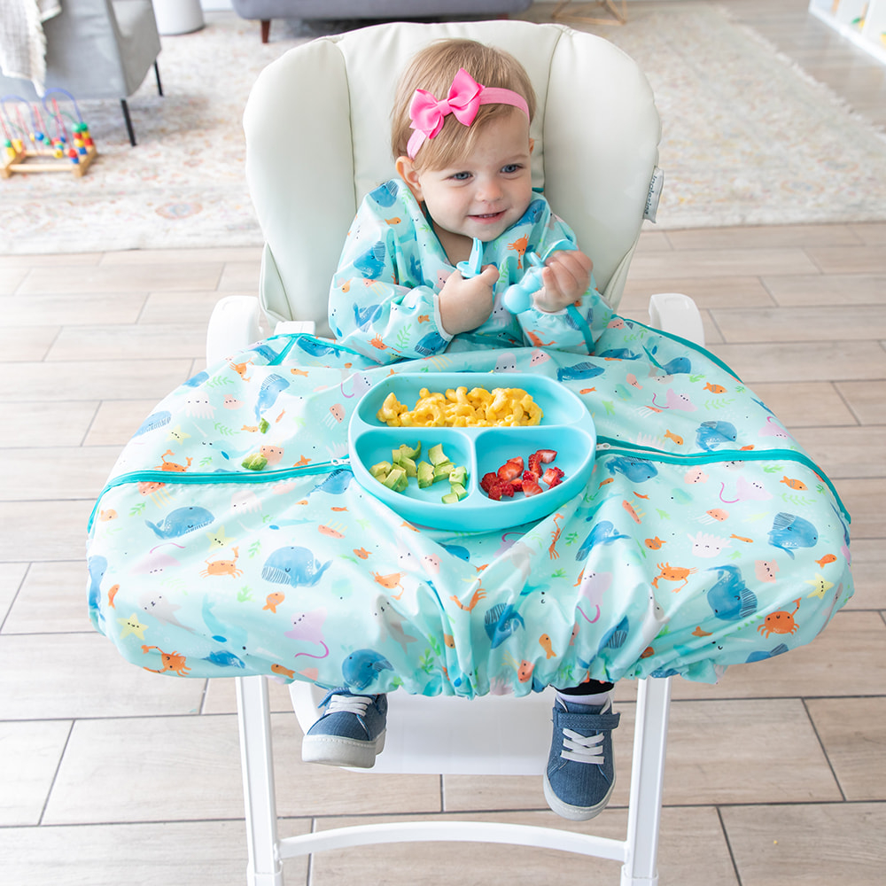 Bumkins 高腳椅圍兜-氣質紫花, , large