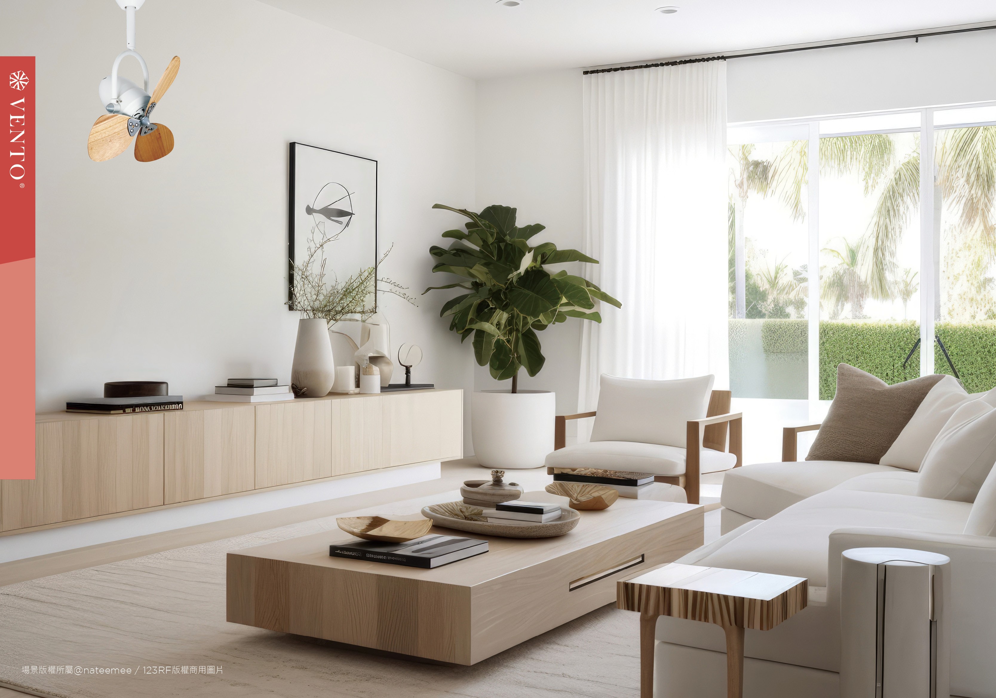 【VENTO】 FINO3 16"-DC small ceiling fan with oscillate design, , large