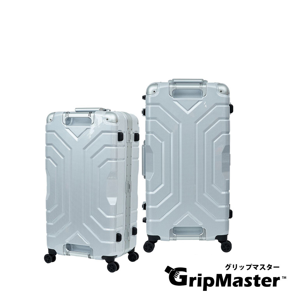 【PANTHEON PLAZA】GripMaster 27吋 海王叉戟 雙把手硬殼鋁框方形行李箱 GM-5225-74 白底銀格/銀框, 白底銀格/銀框, large