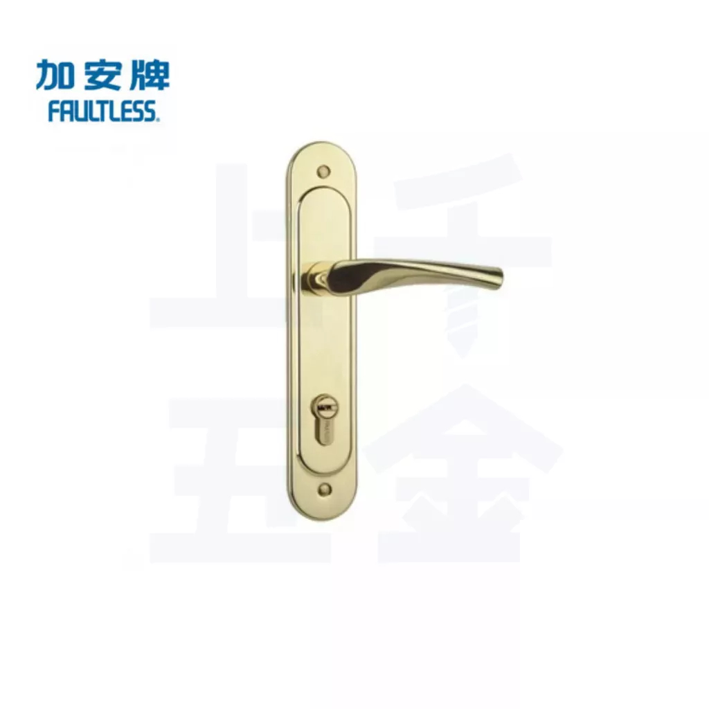 連體鎖 匣式鎖 加安牌 青銅(金色) N5L7601V 門厚32~46MM 台灣製 門鎖 大門鎖 卡巴鑰匙, , large