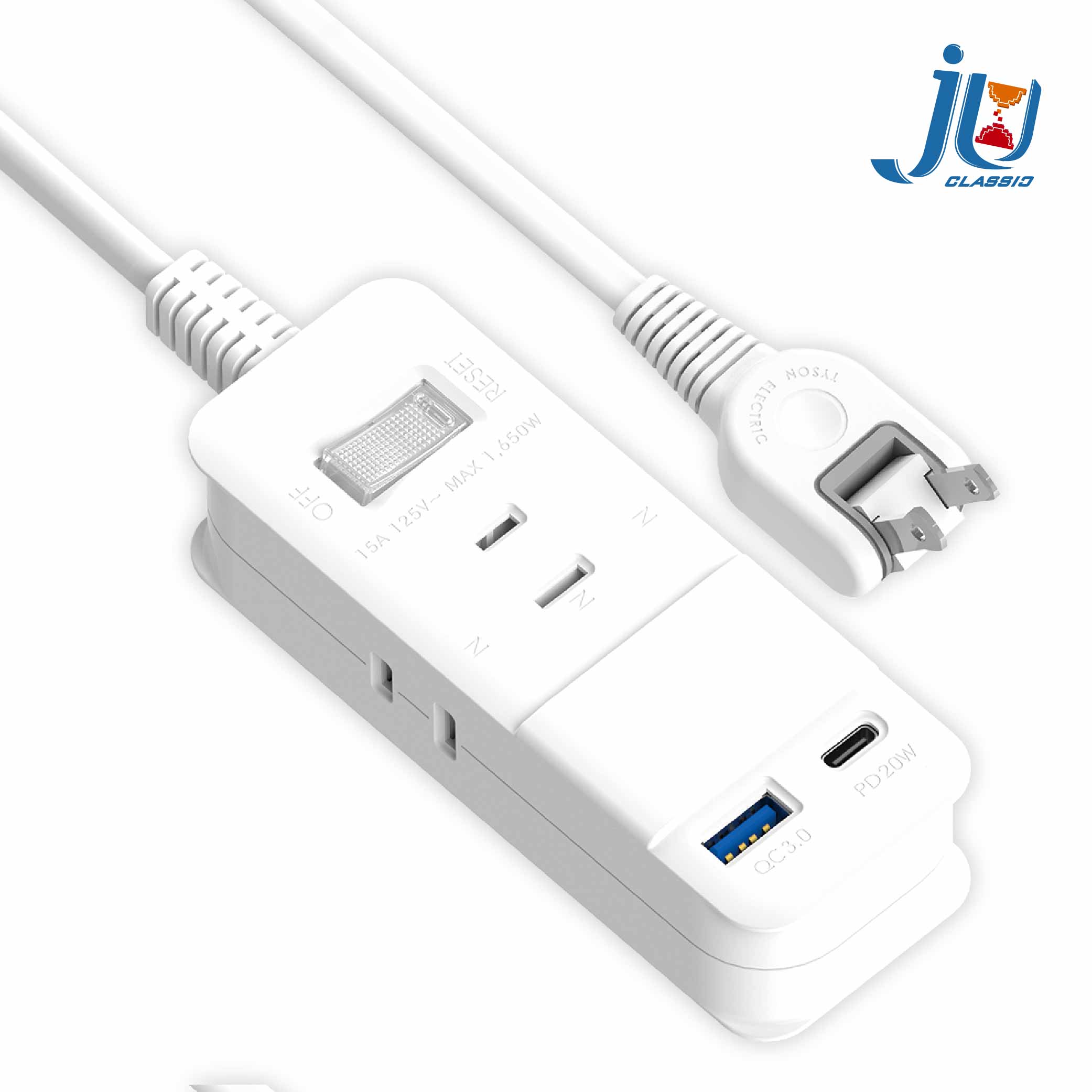 鉅玉經典｜20W智慧充電一開三插延長線 3尺  JY-213DC-3, , large