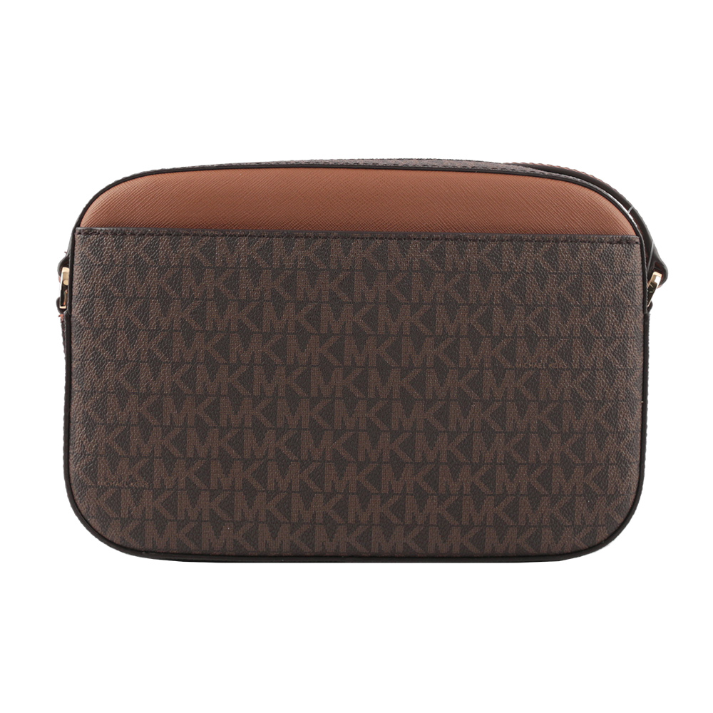 Michael Kors 金字滿版塗層帆布附鏈帶前口袋方包/咖啡色, , large