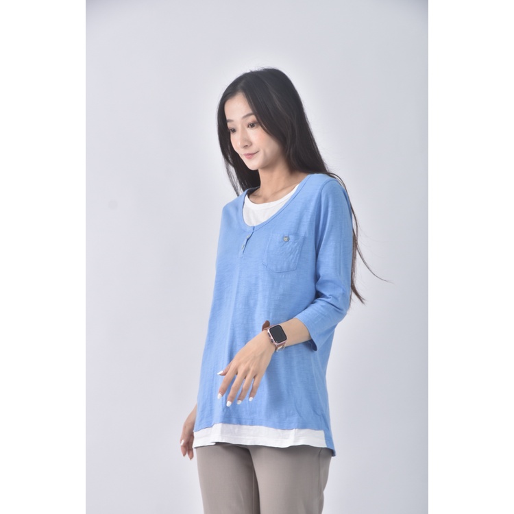 (S) collection j 3質感棉質純棉藍色長袖上衣二手衣, , large