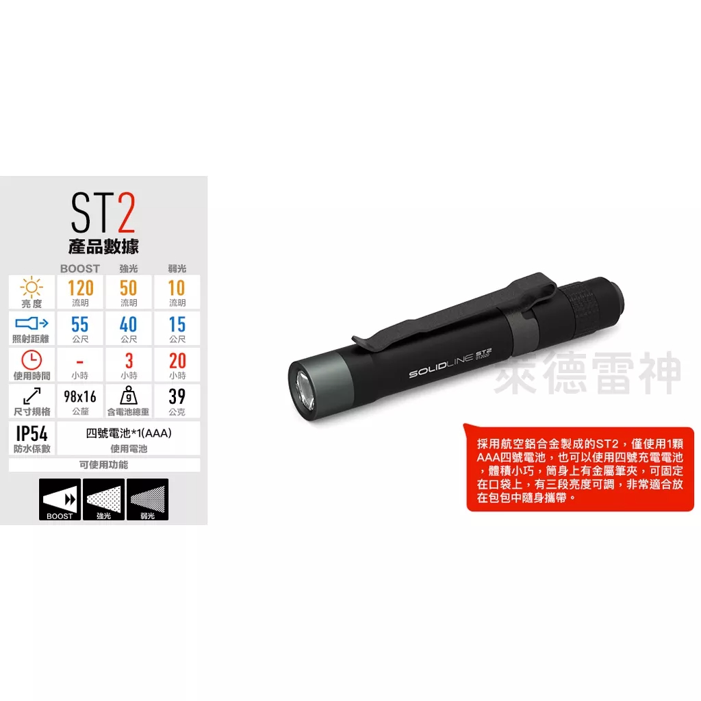 【德國Ledlenser】副品牌 SOLIDLINE ST2 航空鋁合金手電筒, , large