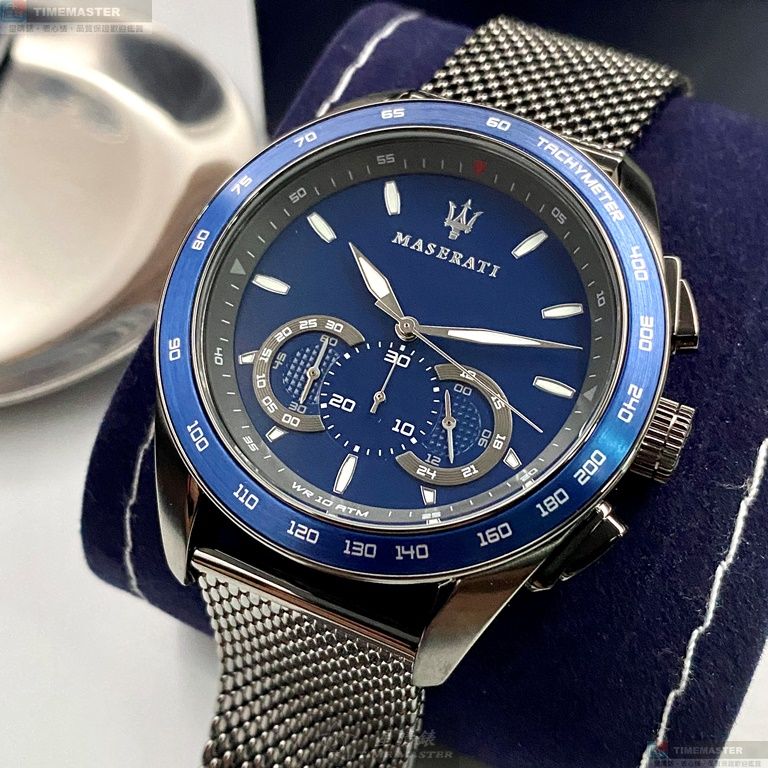 [星晴錶業]MASERATI手錶,46mm,R8873612009寶藍色錶面寶藍錶殼槍灰米蘭錶帶款, , large
