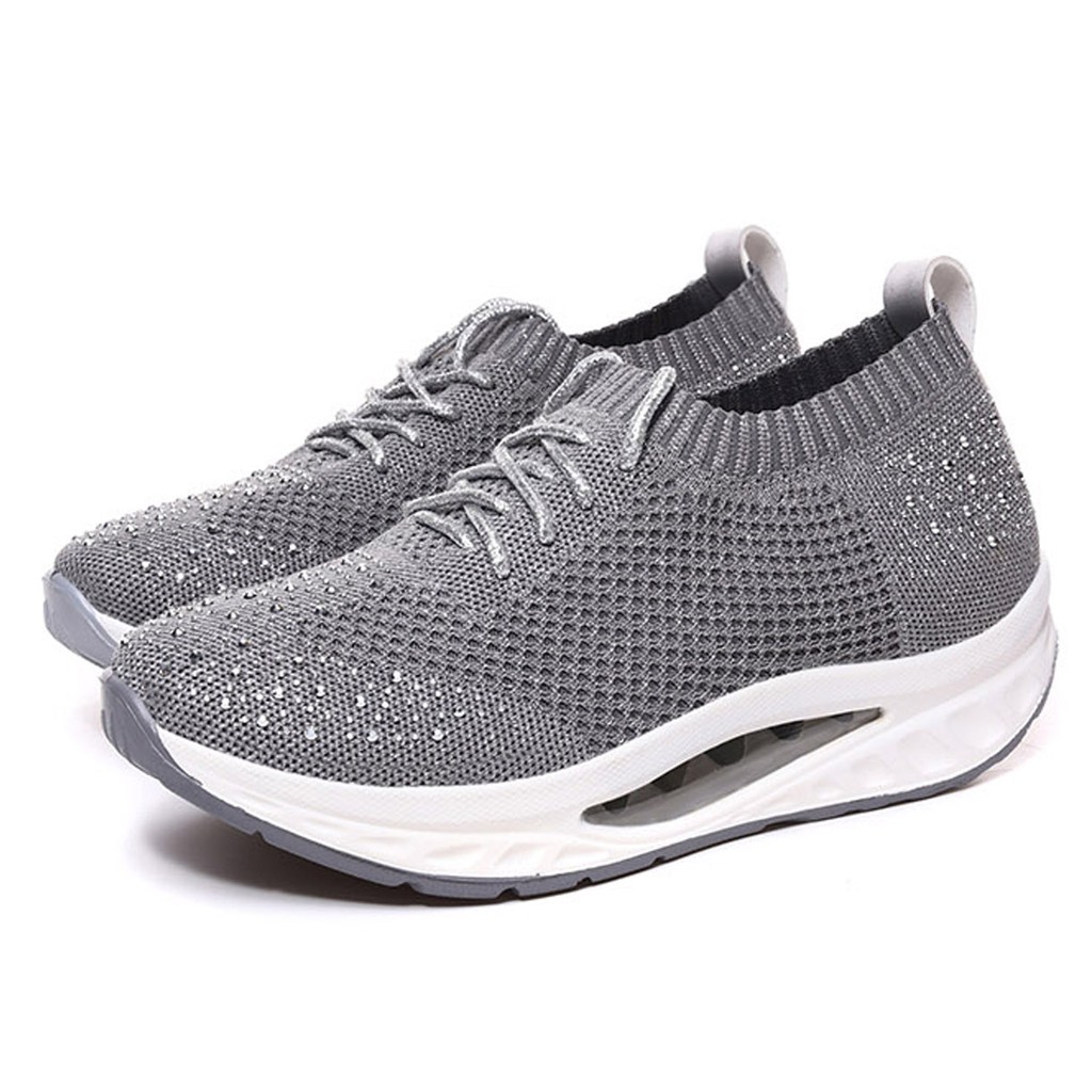 HANG TEN專利足弓氣墊鞋 女鞋 休閒鞋 保庇天后 王彩樺代言 針織 彈力 美腿 水鑽 透氣 排濕 減壓鞋墊 銀灰, , large