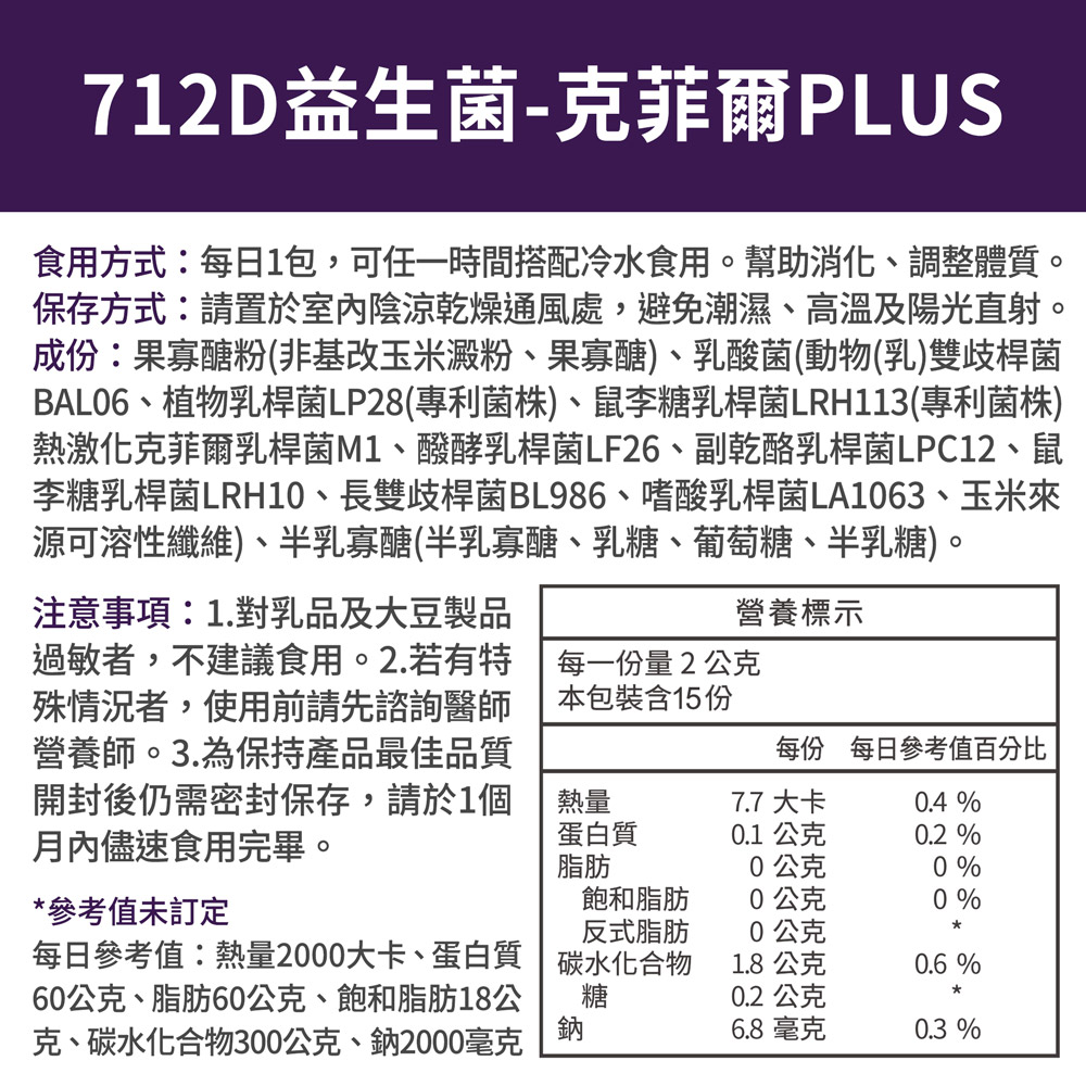 【FJ豐傑生醫】712D益生菌-克菲爾PLUS-15包/盒(調整體質ｘ排便順暢), , large