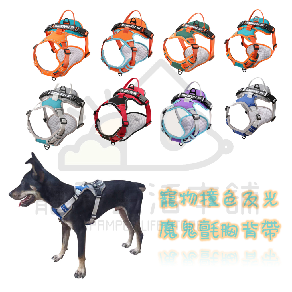 【寵愛生活本舖】寵物撞色貼牌胸背帶XS-XL 寵物胸背帶 背心式胸背帶, , large