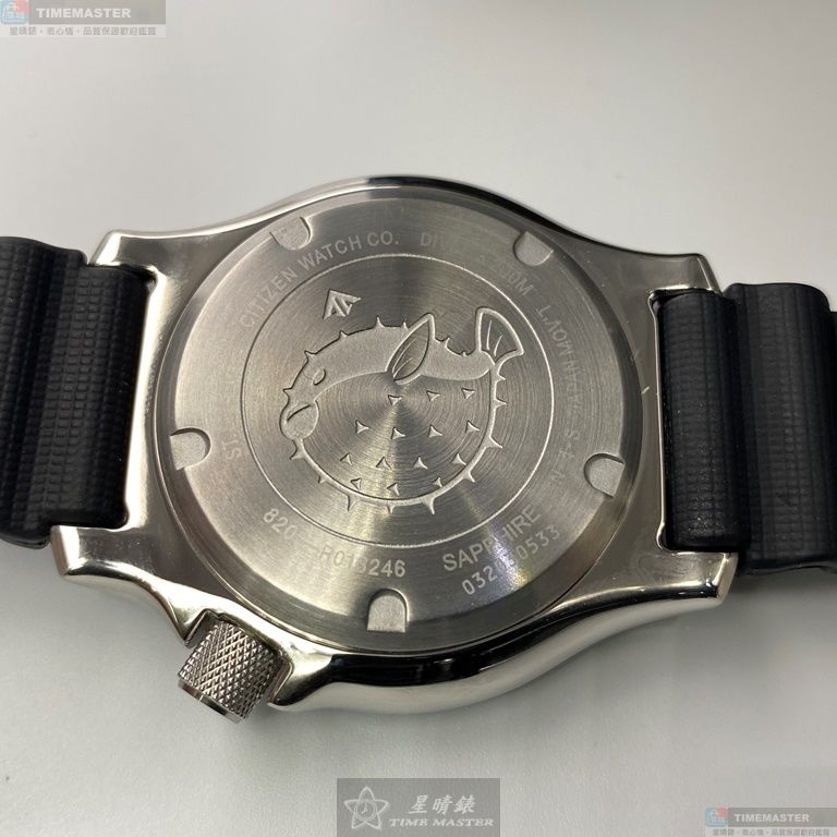 [星晴錶業]CITIZEN手錶,44mm,CI00001黑色錶面銀錶殼深黑色矽膠錶帶款, , large