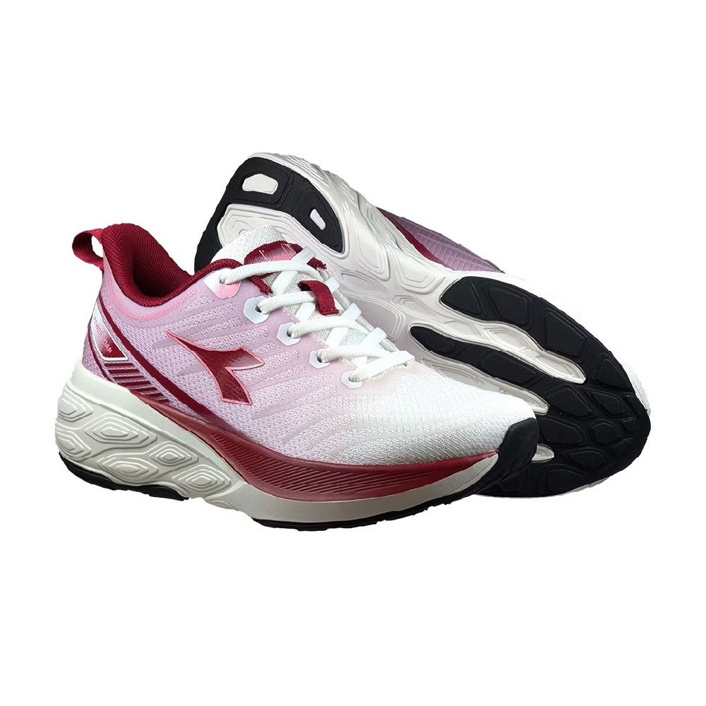 DIADORA迪亞多那 勁速輕量慢跑鞋 女運動鞋 女鞋 透氣 舒適 緩衝 厚底 吸震 回彈 足弓支撐 止滑 白綠 白紅, , large