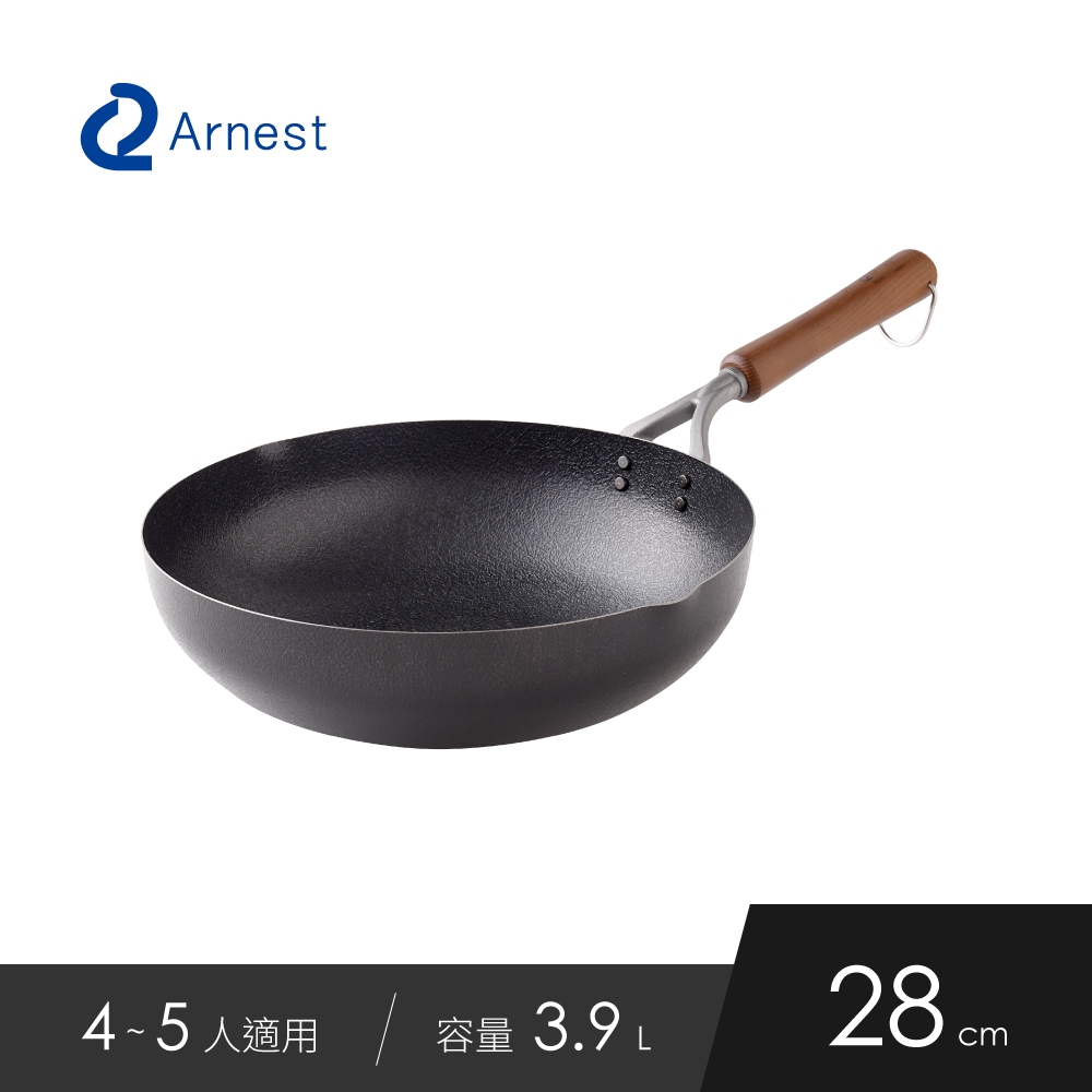 日本Arnest  武 Rn 和網紋輕量雙口鐵炒鍋-28cm(不挑爐具、日本燕三條職人打造，北海道梣木把手), , large