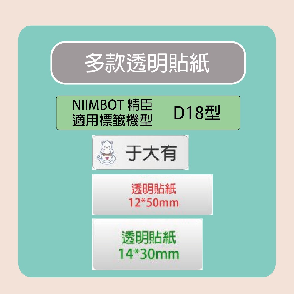 【NIIMBOT 精臣】標籤機 打印機 專用 透明 貼紙 /捲 B18-多款可選, , large