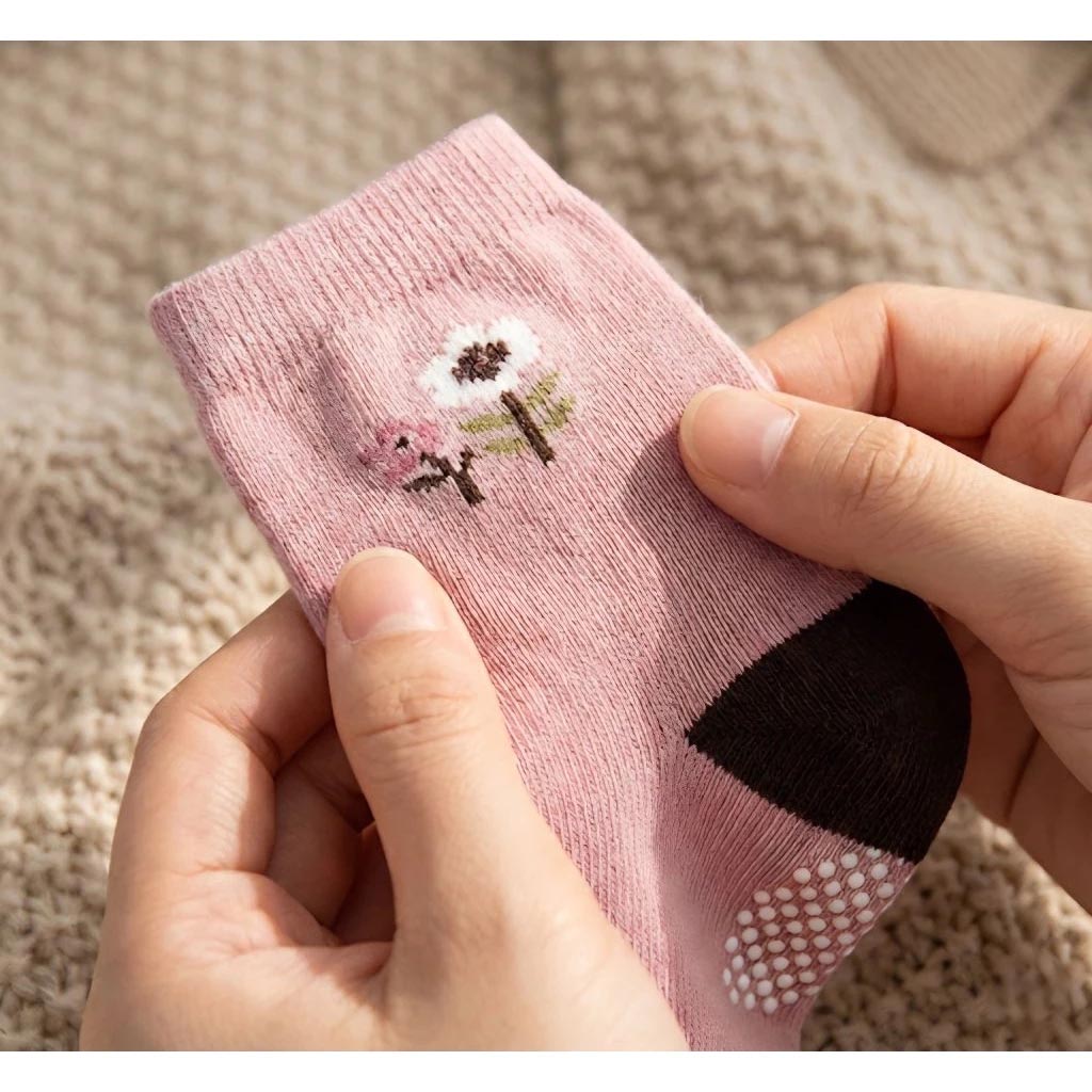 [Kaimei Cotton Industry] 10 pieces of random excellent pure cotton non-slip children's socks, forest cute pet style, animal children's socks, cartoon children's socks, cute socks, boys and girls socks, rabbit and small flowers, , large