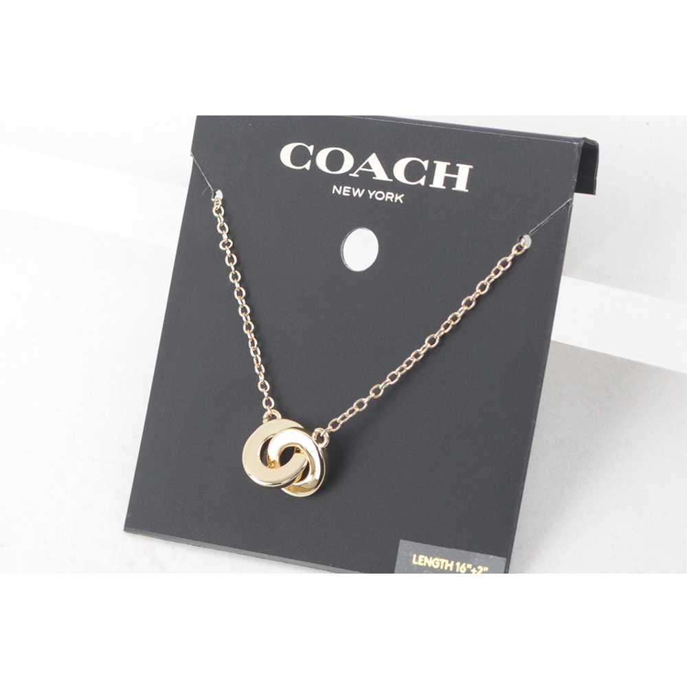 COACH 水鑽及玻璃珍珠連扣圓圈項鍊(金色), , large