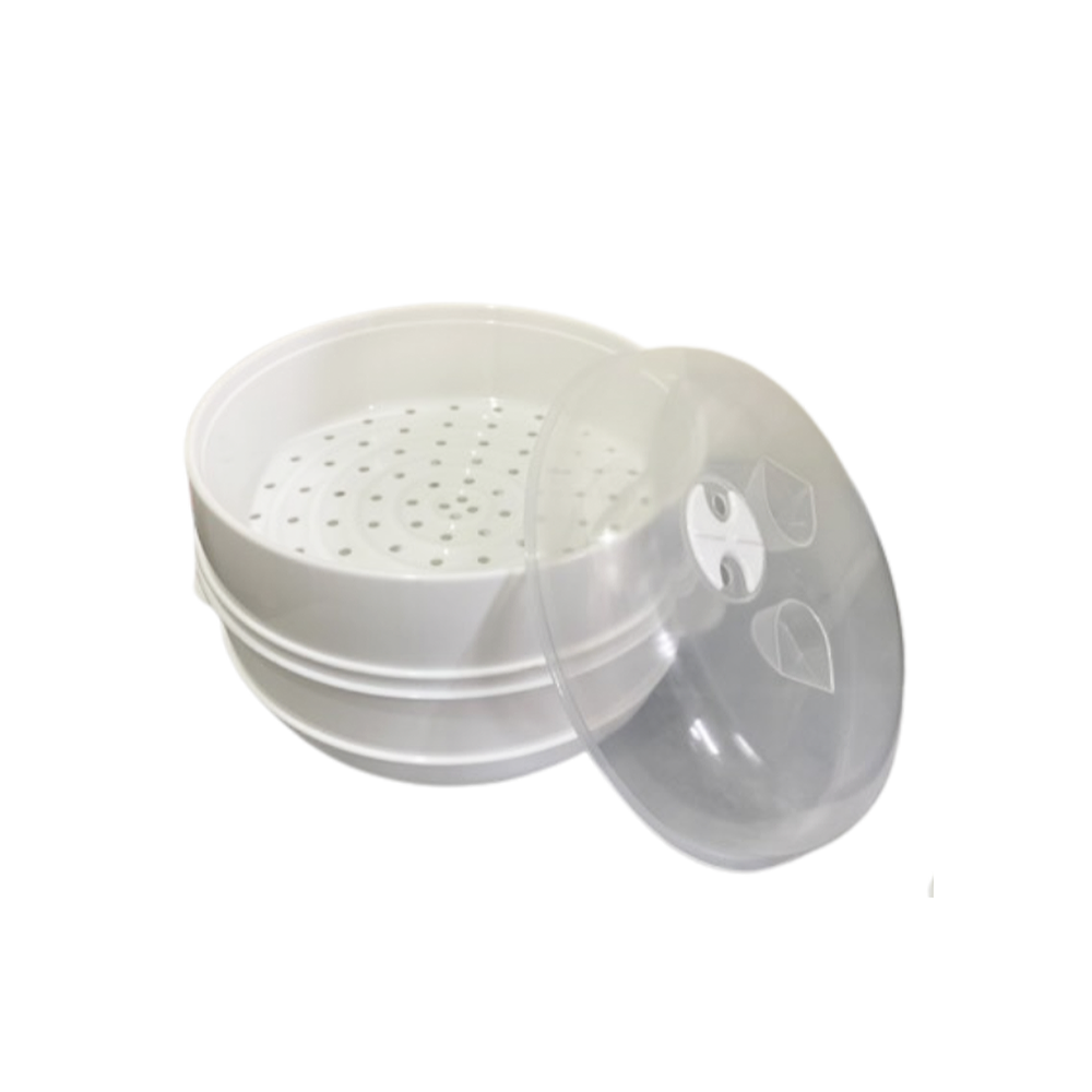 GS MALL 台灣製造 雙層微波蒸架組 蒸籠微波架 微波盒 食物微波架 保存盒 料理工具 微波蒸籠, , large