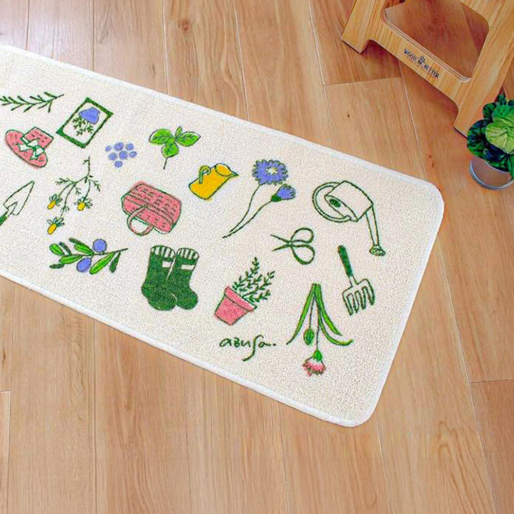 【Oka Japan】Japan-Made Recycled Printed Kitchen Mat 45×180cm – Green Path (Machine-Washable / 4mm Thick), , large