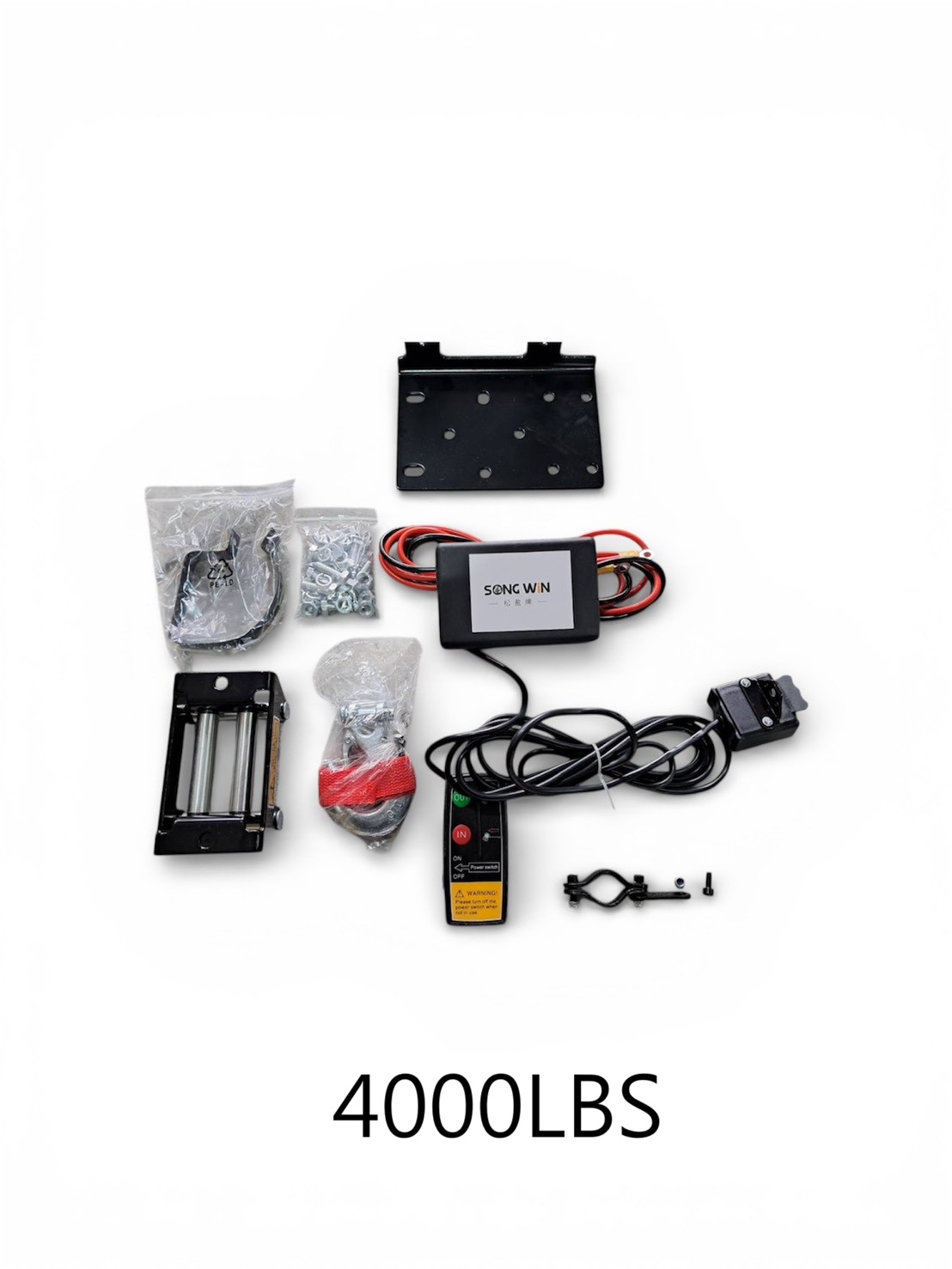 WIN五金 松盈牌DC-12V/24V LBS-4000 車用捲揚機付無線遙控 捲揚機 電動吊車 吊車 電動絞盤 電動捲線機 車用救援, , large