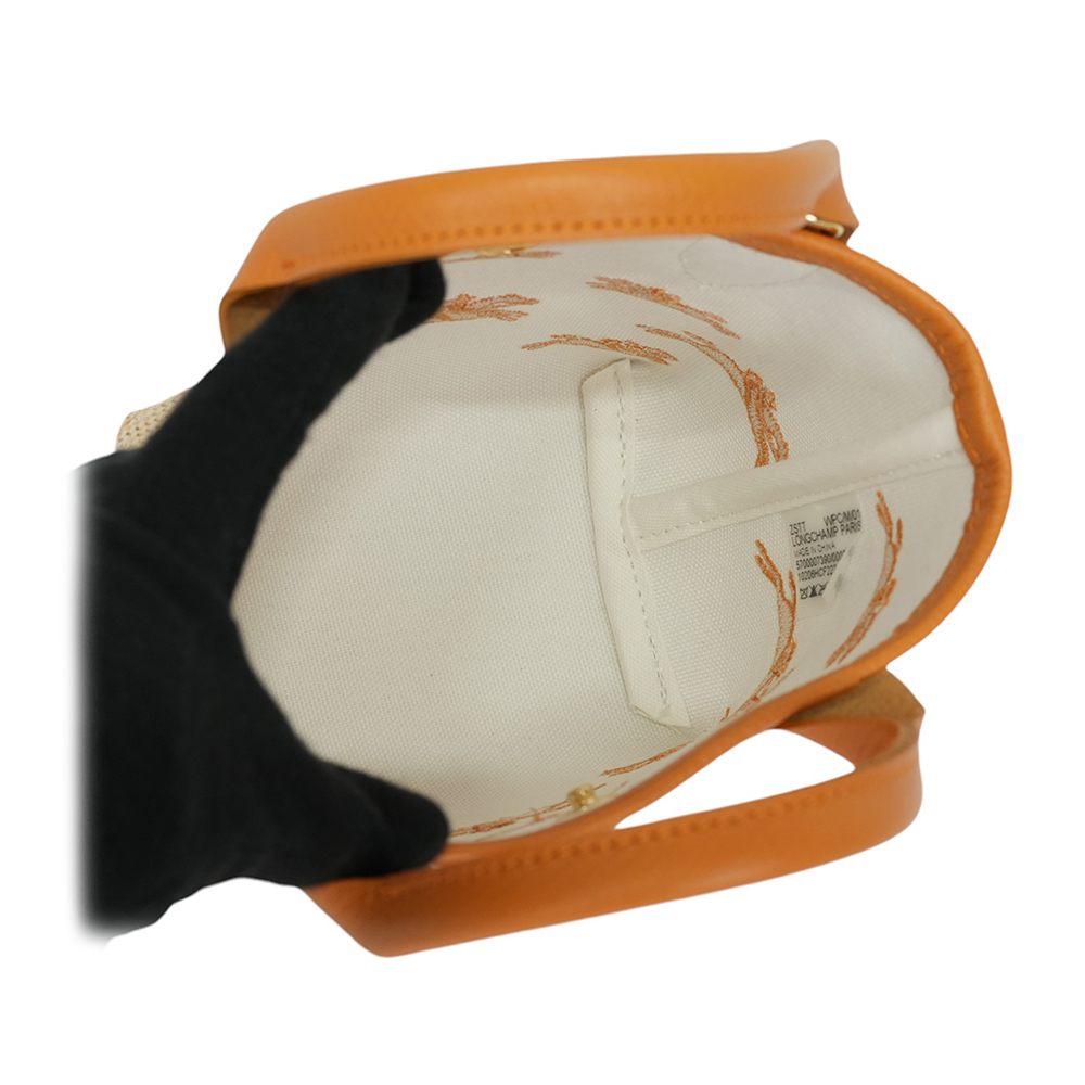 LONGCHAMP XS號 LE PANIER PLIAGE 滿版草編迷你二用包/杏桃色, , large