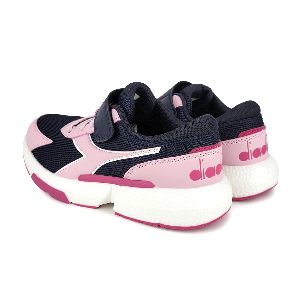 DIADORA迪亞多那 大童輕量跑鞋 童運動鞋 魔鬼氈 寬楦 保護後跟 輕量 吸震 減壓 抗菌 除臭 防滑 黑灰 藍粉, , large