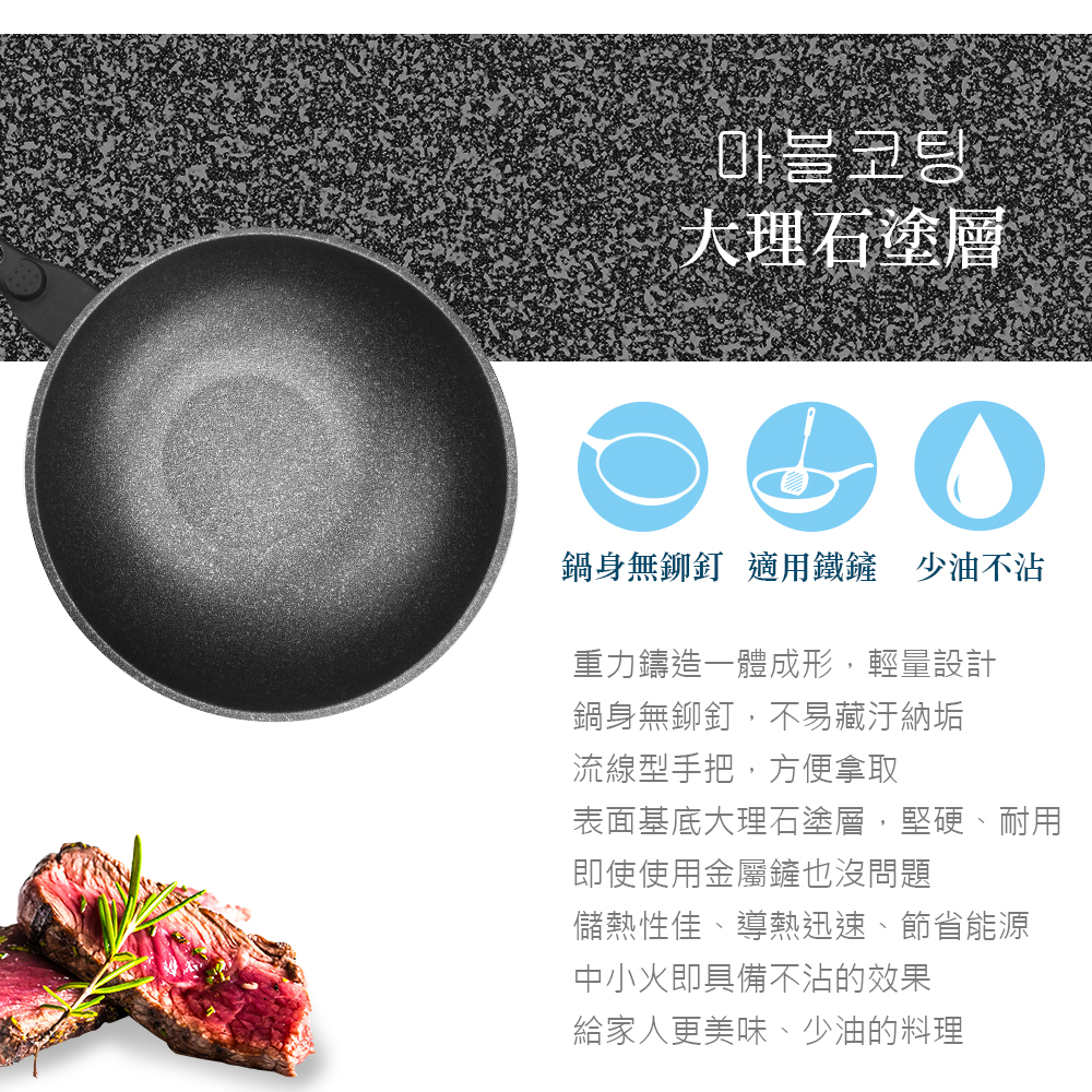 CLARE 可蕾爾 韓式不沾炒鍋IH附蓋 34cm-Leidea樂德兒, , large