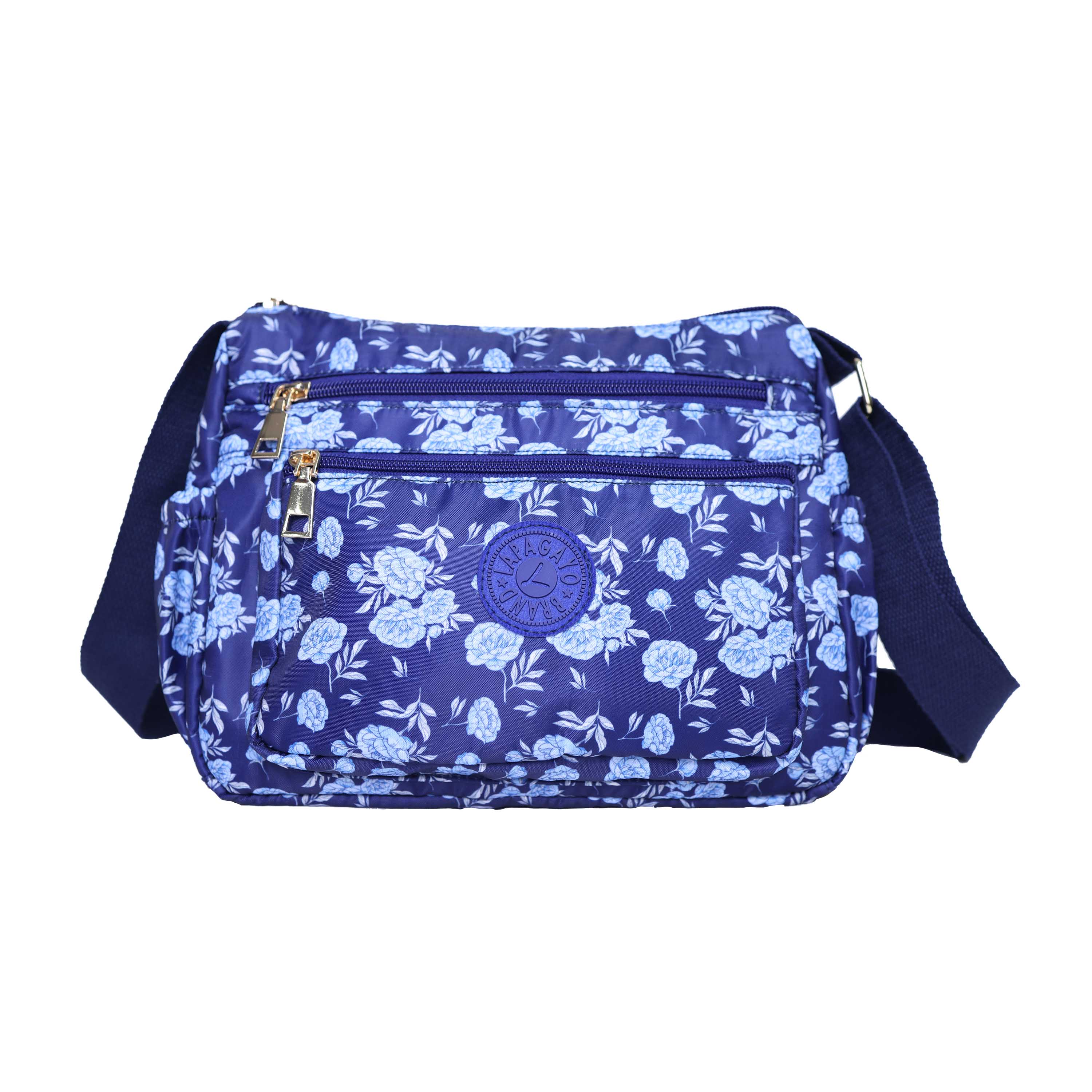 【lapagayo】典雅玫瑰尼龍側肩背包- PI-06399A-2-56藍色, , large