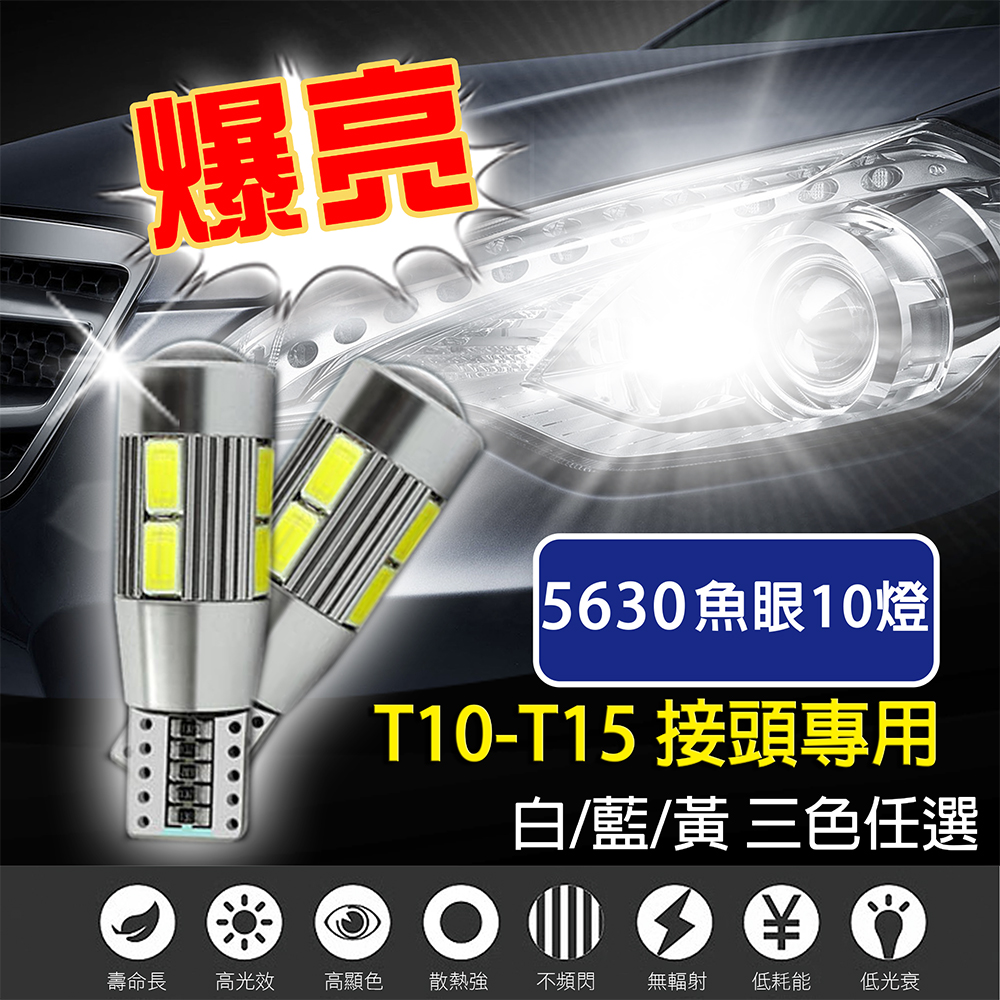【車的LED】5630魚眼 10SMD T10 款-2入組, , large