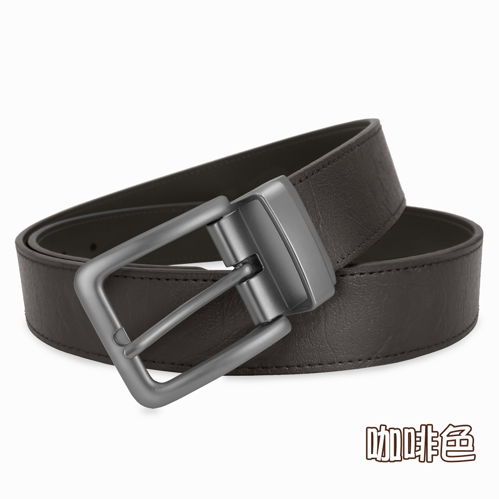 【CH-BELT 銓丞皮帶】針扣夾座 男休閒皮帶 商務紳士皮帶腰帶(黑/咖), , large