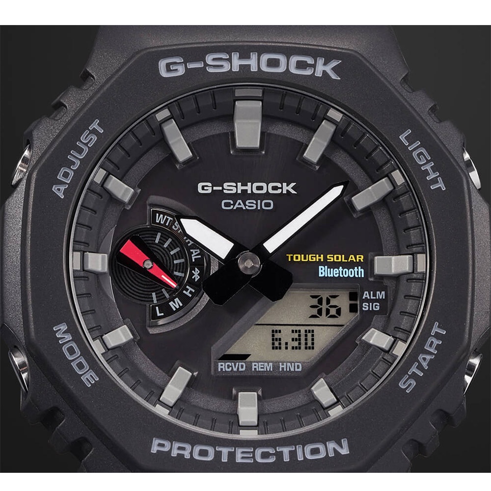 CASIO 卡西歐 G-SHOCK 極簡八角 太陽能電力智慧藍牙手錶 GA-B2100-1A, , large