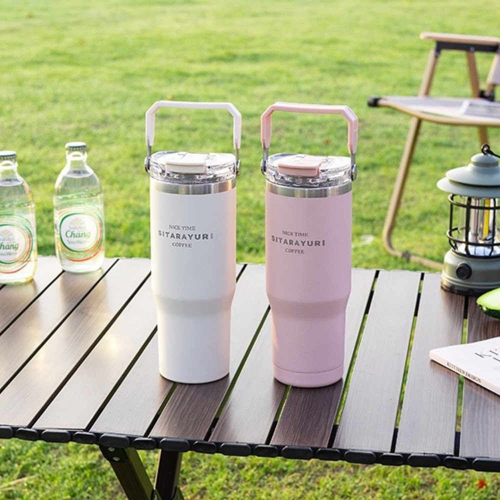 【H&R安室家】SITARAYURI 吸管直飲手提304不鏽鋼保溫杯900ml(H27), , large