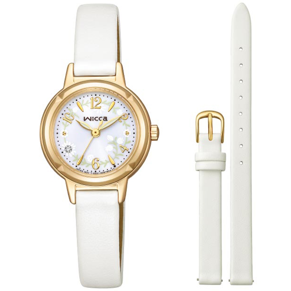 CITIZEN 星辰 Wicca 25周年限定款 太陽能女錶 套錶附贈皮錶帶 KP3-627-21, , large