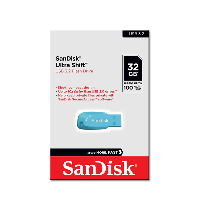 【SanDisk】CZ410 Ultra Shift 32G USB 3.2 天空藍 隨身碟 速度 100MB/s, , large