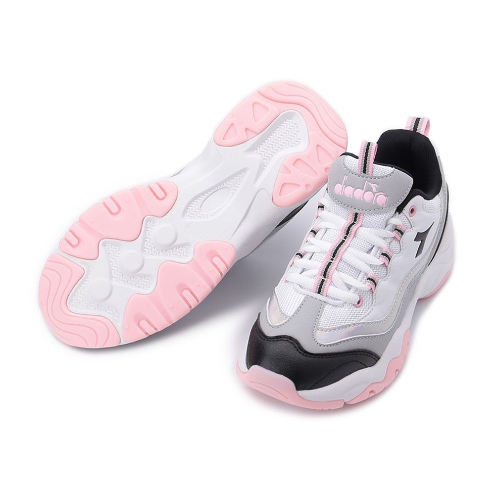 DIADORA迪亞多那 厚底時尚運動鞋 女運動鞋 休閒鞋 百搭 透氣 保護後跟 修飾腿部 耐磨 止滑 穩定 黑白 灰粉, , large