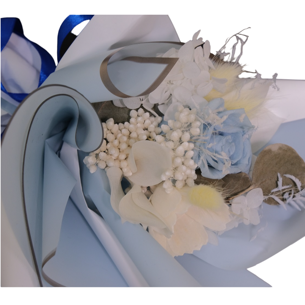 藍色與白色永生玫瑰花, , large
