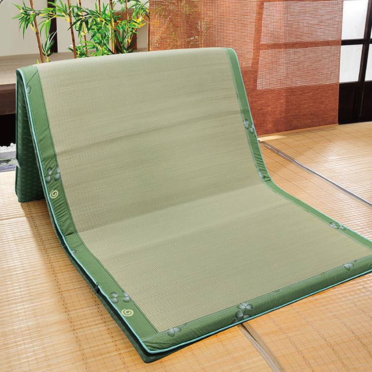 INDIAN 可折疊透氣雙人藺草床墊(花色隨機), , large
