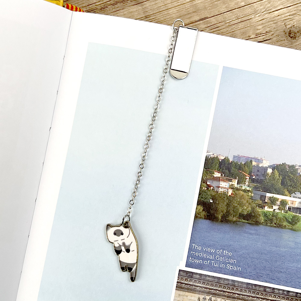 貓咪書籤【22種款式可選】金屬鍊條書籤 隱形書籤 琺瑯貓咪吊飾 書籤夾 金屬書籤 吊掛貓咪 陪讀小貓 貓咪吊飾 鋅合金 兩用書籤, , large