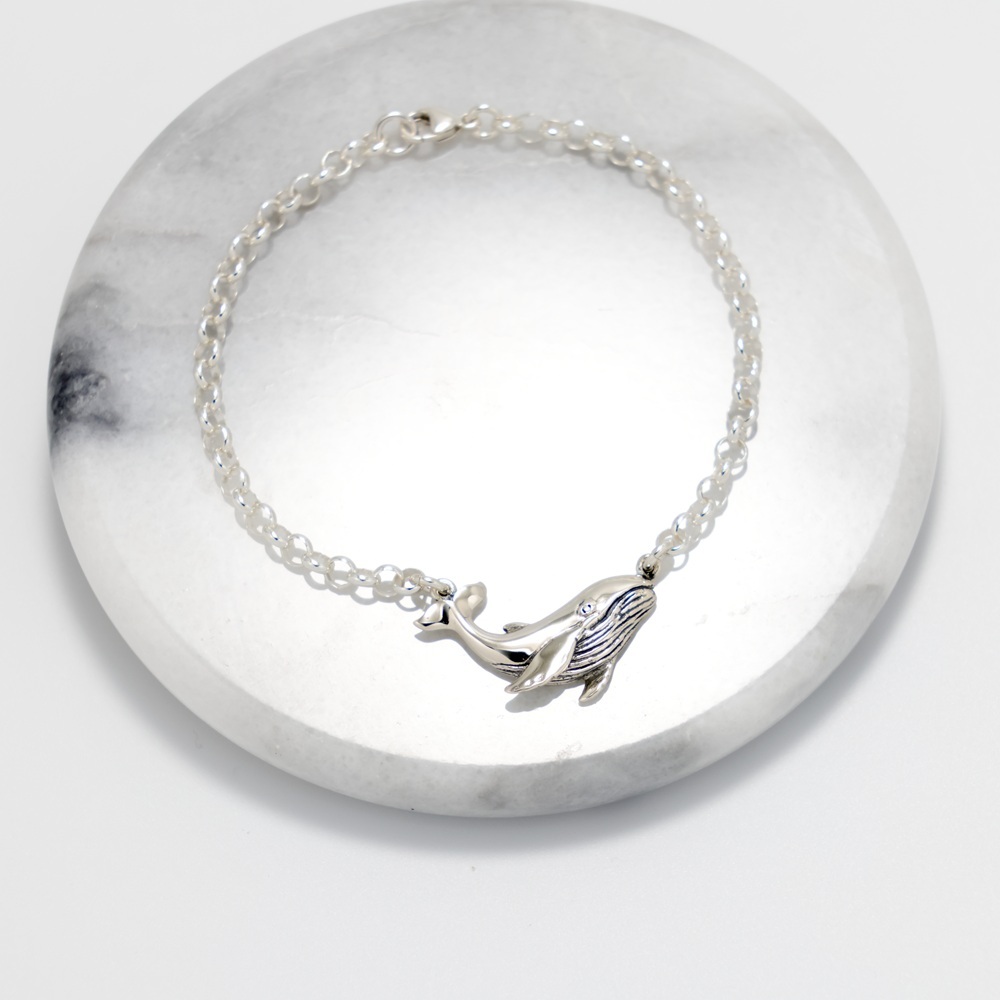 【Angel & Me】鯨生有妳 微笑 鯨魚 s925 純銀 手鍊 腳鍊 禮物, , large