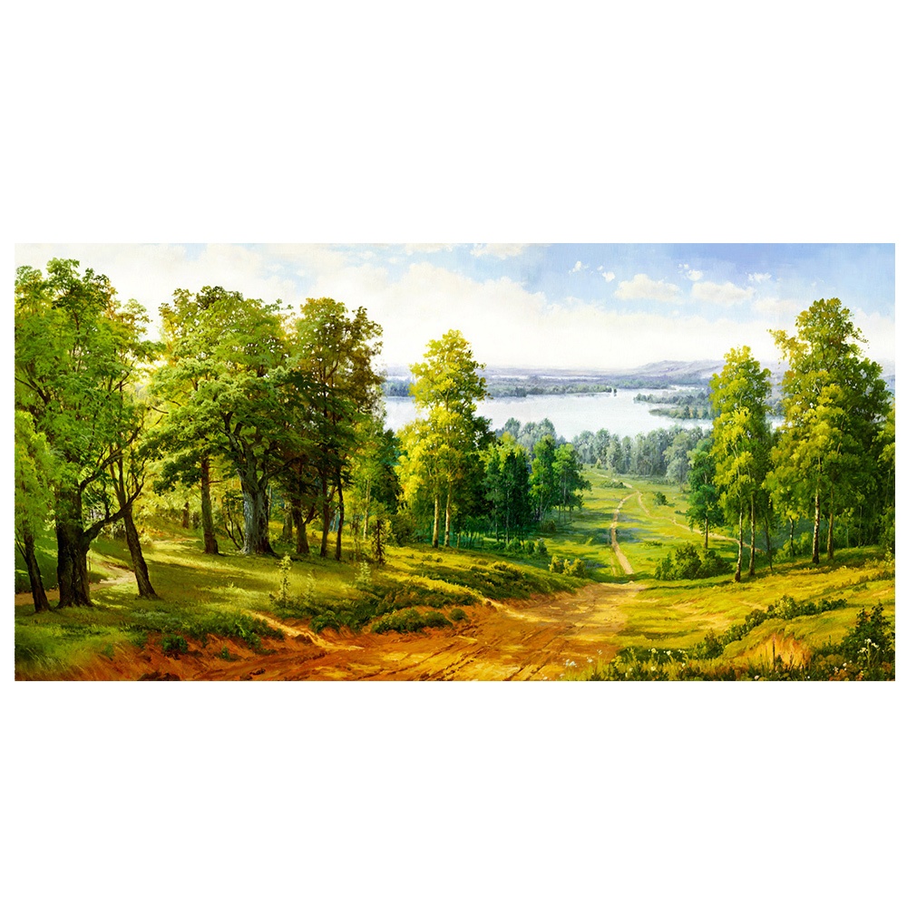 【御畫房】千里碧玉 國家一級畫師手繪油畫60×120cm(VF-123)